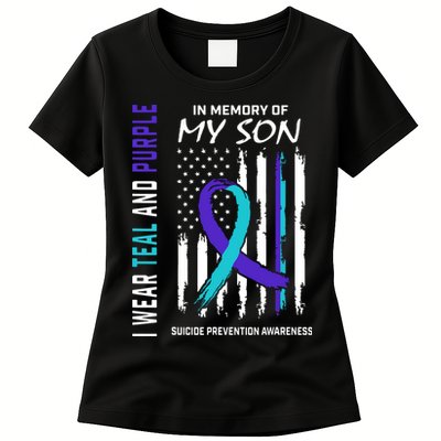 Parents In Memory Of Son Suicide Awareness Prevention Flag Womens T-Shirt