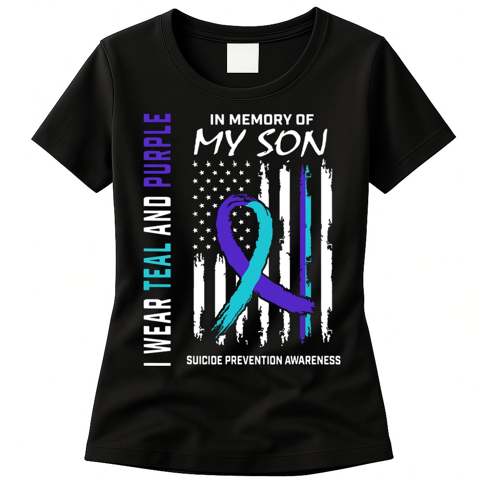 Parents In Memory Of Son Suicide Awareness Prevention Flag Womens T-Shirt