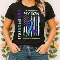 Parents In Memory Of Son Suicide Awareness Prevention Flag Womens T-Shirt