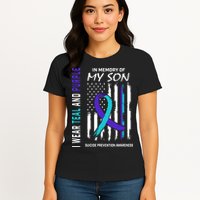 Parents In Memory Of Son Suicide Awareness Prevention Flag Womens T-Shirt