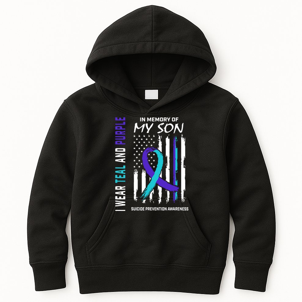 Parents In Memory Of Son Suicide Awareness Prevention Flag Kids Hoodie