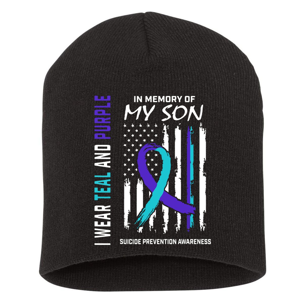 Parents In Memory Of Son Suicide Awareness Prevention Flag Short Acrylic Beanie