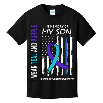 Parents In Memory Of Son Suicide Awareness Prevention Flag Kids T-Shirt