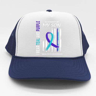 Parents In Memory Of Son Suicide Awareness Prevention Flag Trucker Hat