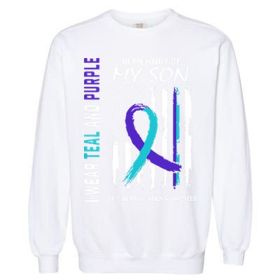 Parents In Memory Of Son Suicide Awareness Prevention Flag Garment-Dyed Sweatshirt