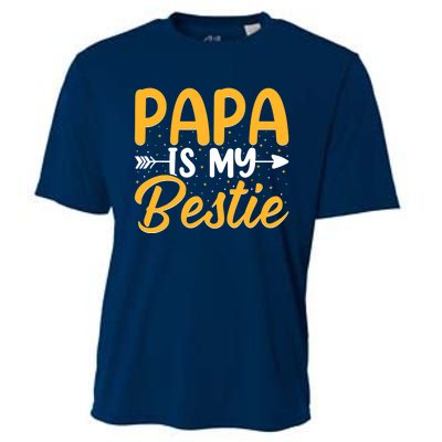 Papa is my bestie - Son and Daughter Funny Fathers Day Cooling Performance Crew T-Shirt