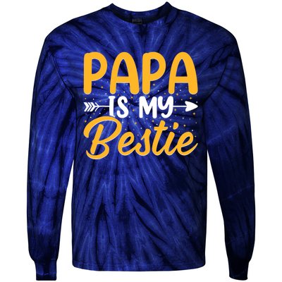 Papa is my bestie - Son and Daughter Funny Fathers Day Tie-Dye Long Sleeve Shirt