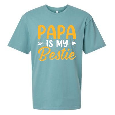 Papa is my bestie - Son and Daughter Funny Fathers Day Sueded Cloud Jersey T-Shirt