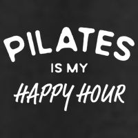 Pilates Is My Happy Hour Funny Pilates Funny Gift 7 Panel Mesh Trucker Snapback Hat