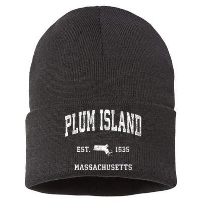 Plum Island Massachusetts Ma Vintage Athletic Sustainable Knit Beanie