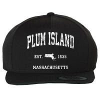 Plum Island Massachusetts Ma Vintage Athletic Wool Snapback Cap