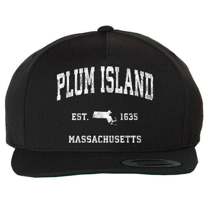 Plum Island Massachusetts Ma Vintage Athletic Wool Snapback Cap