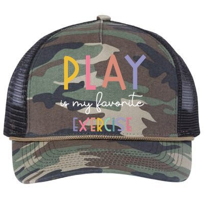 Play Is My Favorite Exercise Cute Pediatric Physical Therapy Retro Rope Trucker Hat Cap