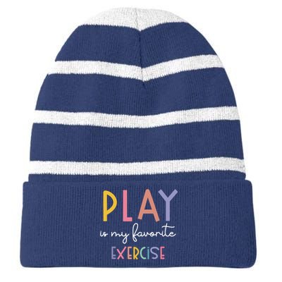 Play Is My Favorite Exercise Cute Pediatric Physical Therapy Striped Beanie with Solid Band