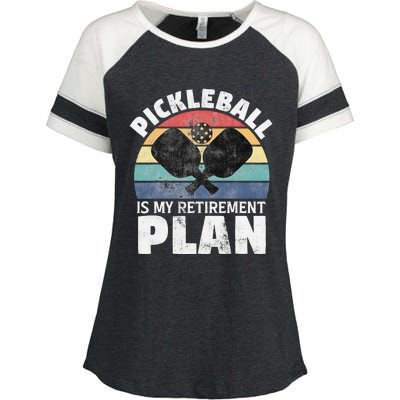 Pickleball Is My Retirement Plan Funny Newly Retired Enza Ladies Jersey Colorblock Tee