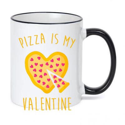 Pizza Is My Valentine Cute Heart 11oz Black Color Changing Mug