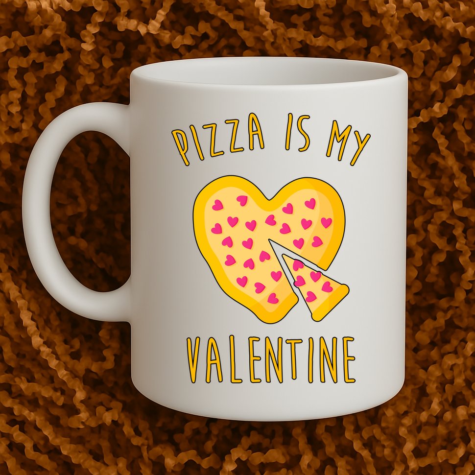 Pizza Is My Valentine Cute Heart Mug