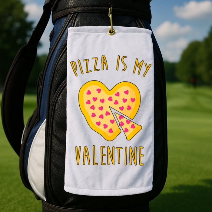 Pizza Is My Valentine Cute Heart Golf Towel