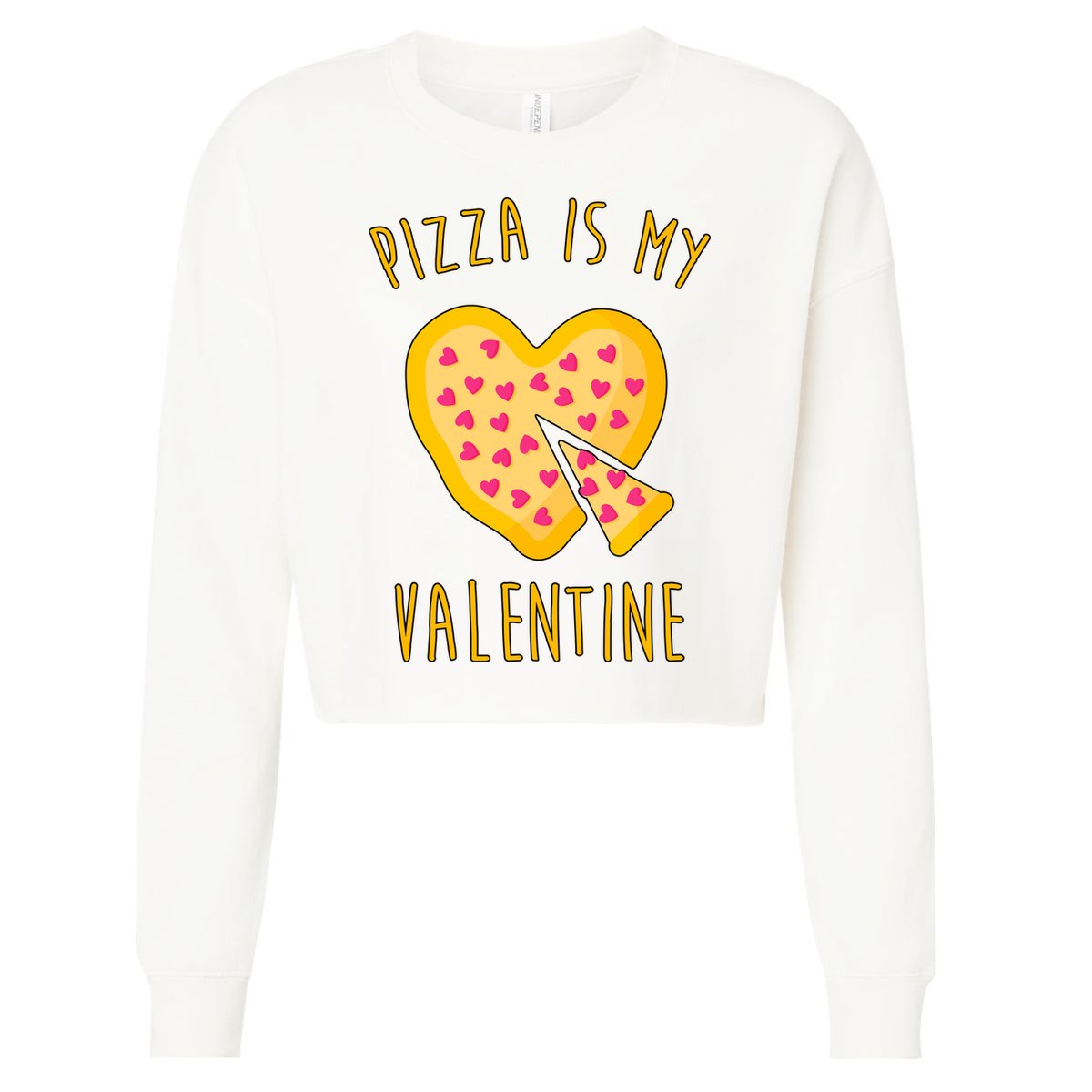 Pizza Is My Valentine Cute Heart Cropped Pullover Crew