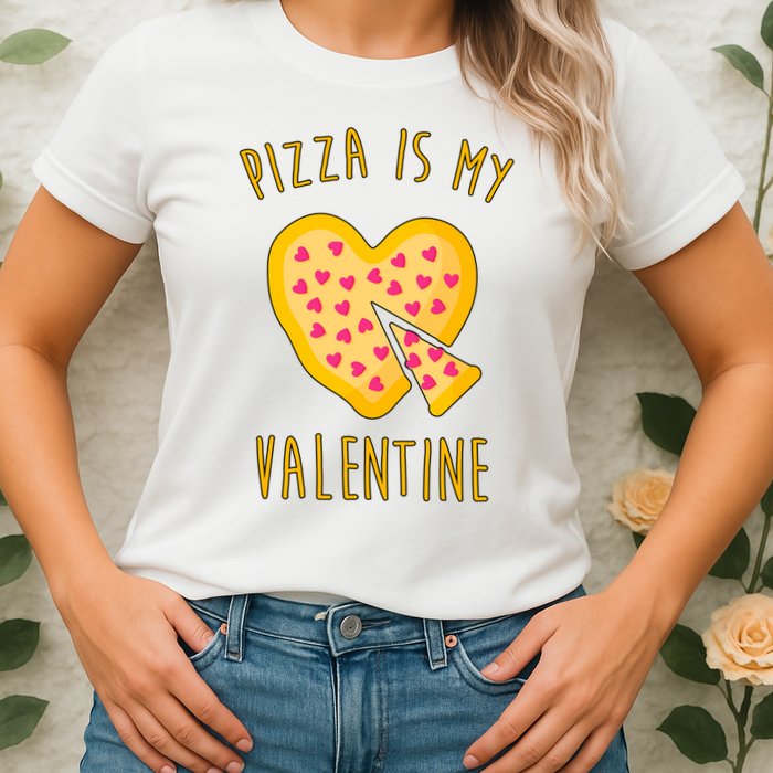 Pizza Is My Valentine Cute Heart Womens T-Shirt