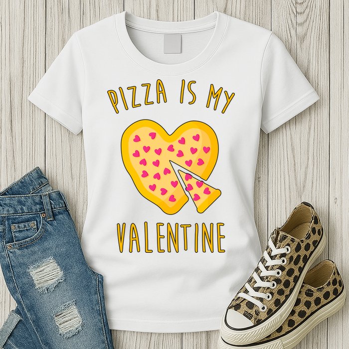 Pizza Is My Valentine Cute Heart Womens T-Shirt