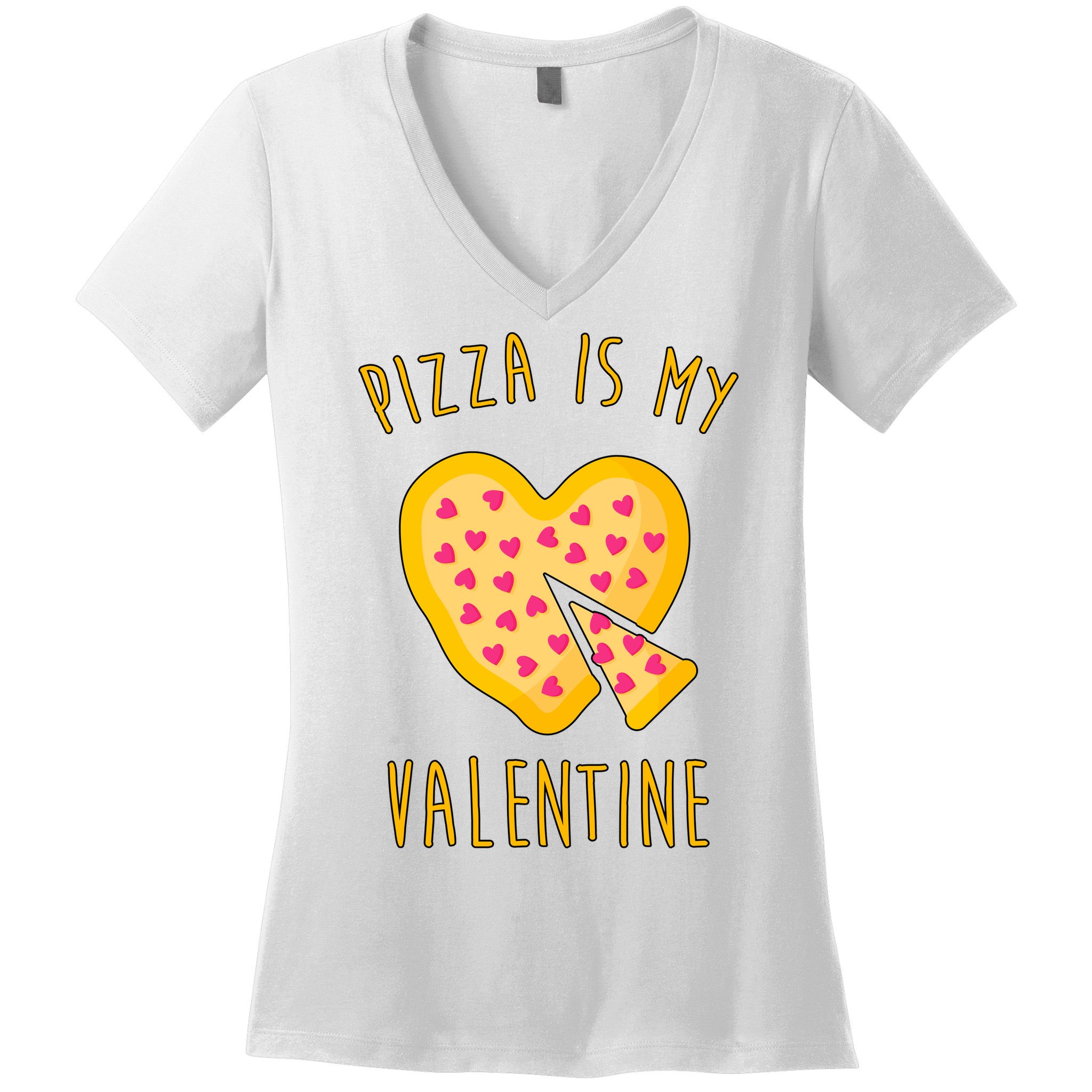 Pizza Is My Valentine Cute Heart Women's V-Neck T-Shirt