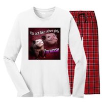 Possum I’M Not Like Other Girl I’M Worse Women's Long Sleeve Flannel Pajama Set 