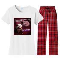 Possum I’M Not Like Other Girl I’M Worse Women's Flannel Pajama Set