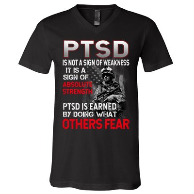PTSD Is Not A Sign Of Weakness Support Military Troops V-Neck T-Shirt