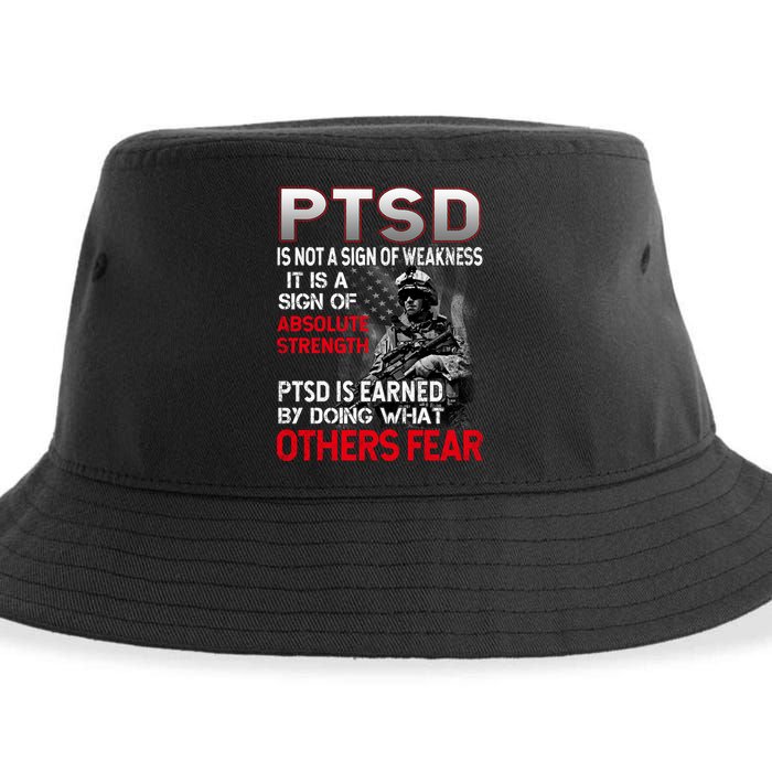 PTSD Is Not A Sign Of Weakness Support Military Troops Sustainable Bucket Hat
