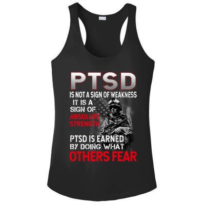 PTSD Is Not A Sign Of Weakness Support Military Troops Ladies PosiCharge Competitor Racerback Tank