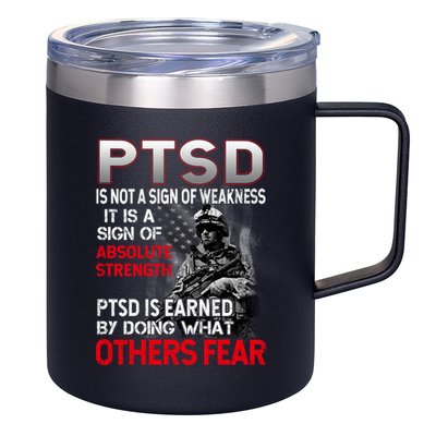 PTSD Is Not A Sign Of Weakness Support Military Troops 12oz Stainless Steel Coffee Mug