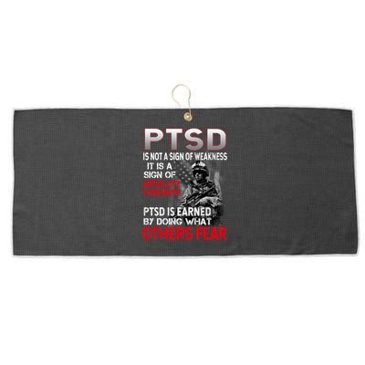 PTSD Is Not A Sign Of Weakness Support Military Troops Large Microfiber Waffle Golf Towel