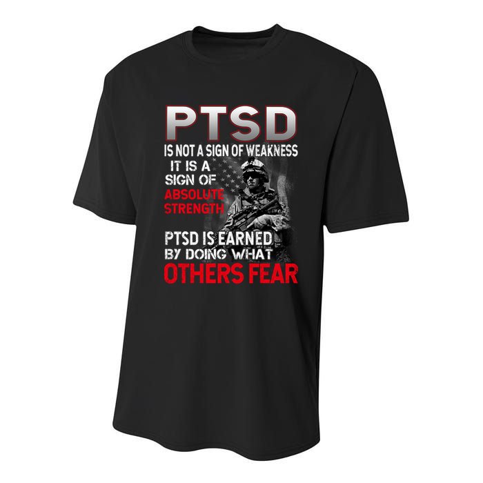 PTSD Is Not A Sign Of Weakness Support Military Troops Youth Performance Sprint T-Shirt