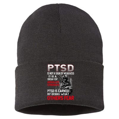 PTSD Is Not A Sign Of Weakness Support Military Troops Sustainable Knit Beanie