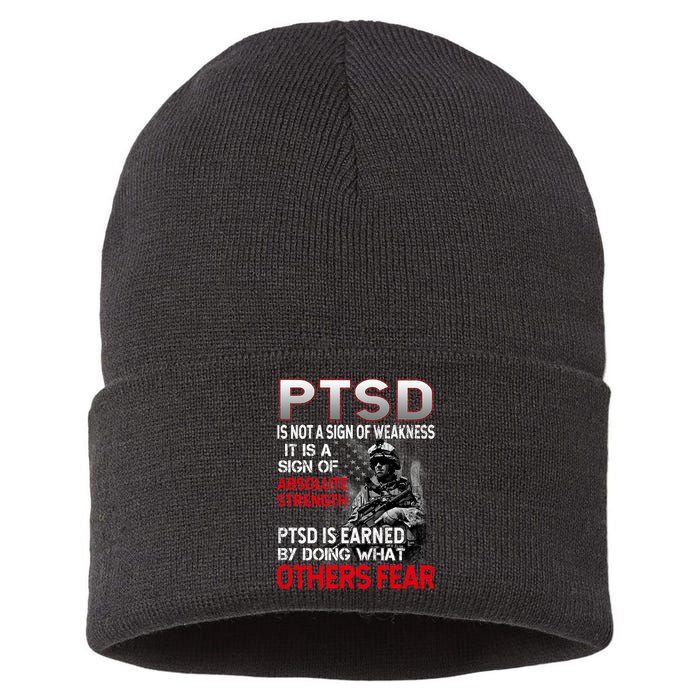 PTSD Is Not A Sign Of Weakness Support Military Troops Sustainable Knit Beanie