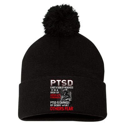 PTSD Is Not A Sign Of Weakness Support Military Troops Pom Pom 12in Knit Beanie