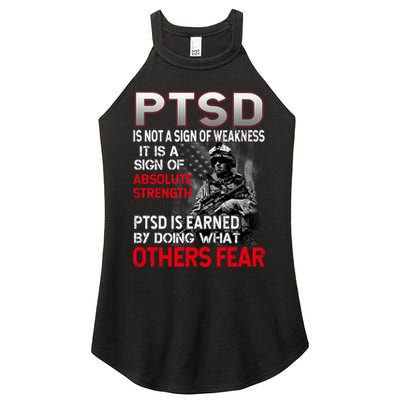PTSD Is Not A Sign Of Weakness Support Military Troops Women's Perfect Tri Rocker Tank