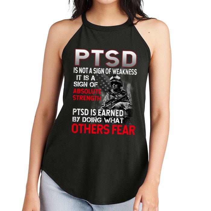 PTSD Is Not A Sign Of Weakness Support Military Troops Women's Perfect Tri Rocker Tank