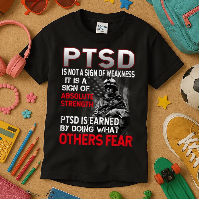 PTSD Is Not A Sign Of Weakness Support Military Troops Kids T-Shirt