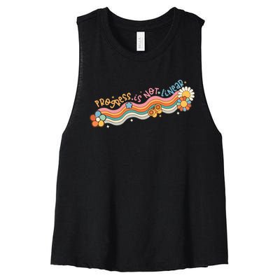 Progress Is Not Linear Sped Teacher Women's Racerback Cropped Tank