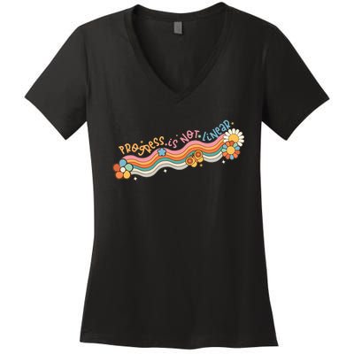 Progress Is Not Linear Sped Teacher Women's V-Neck T-Shirt