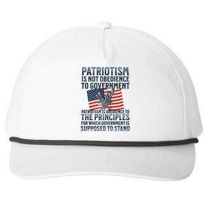 Patriotism Is Not Obedience To Government Patriotic Saying Premium Snapback Five-Panel Rope Hat