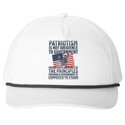 Patriotism Is Not Obedience To Government Patriotic Saying Premium Snapback Five-Panel Rope Hat