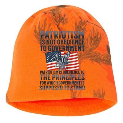 Patriotism Is Not Obedience To Government Patriotic Saying Premium Kati - Camo Knit Beanie