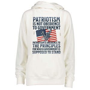 Patriotism Is Not Obedience To Government Patriotic Saying Premium Womens Funnel Neck Pullover Hood