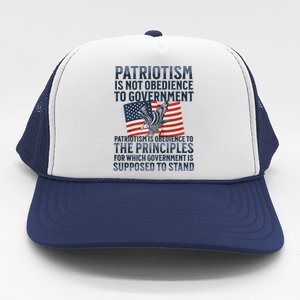 Patriotism Is Not Obedience To Government Patriotic Saying Premium Trucker Hat