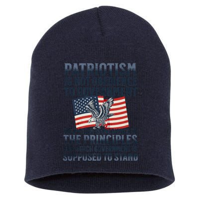 Patriotism Is Not Obedience To Government Patriotic Saying Premium Short Acrylic Beanie