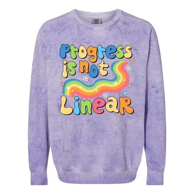 Progress Is Not Linear Sped Teacher Colorblast Crewneck Sweatshirt