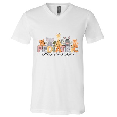 Pediatric ICU Nurse PICU Nurse Animals Nurse appreciation V-Neck T-Shirt